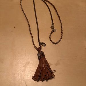 Banana republic leather and gold tassel necklace
